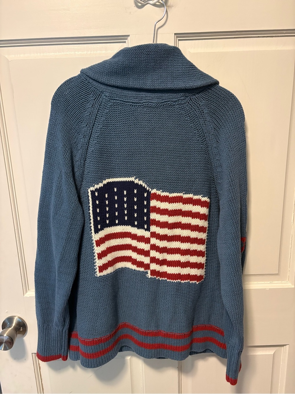 Maeve Anthropologie Lawson shawl flag blue collegiate cardigan sweater m medium - Picture 6 of 7